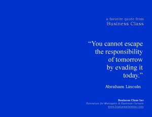evading responsibility - abraham lincoln -  blue background