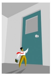 man knocking at door